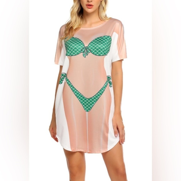 Ekouaer Whimsical Bikini Print Swim Coverup - Picture 1 of 7